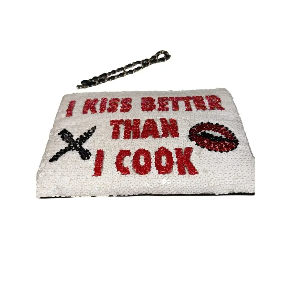 House of MUA MUA Sequin Clutch Wristlet Hand Embroidered Designer Italian Bag